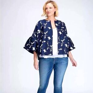 Lane Bryant Floral Tapestry Open Blazer Sz 22/24